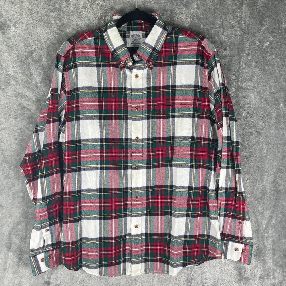 Brooks Brothers Button Down Shirt Mens L Multi Color Excellent Plaid Regent Fit